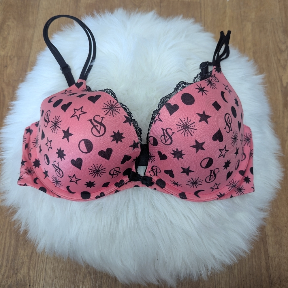 Victoria's Secret Very Sexy Push Up Pink And Black Starts Print